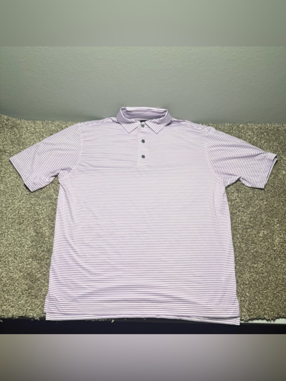 FootJoy Men's Large Purple and White Striped Polo - Picture 2 of 10